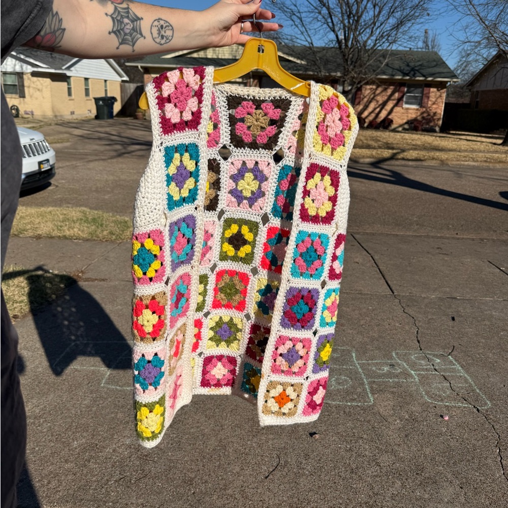 Colorful Crochet Granny Square Vest